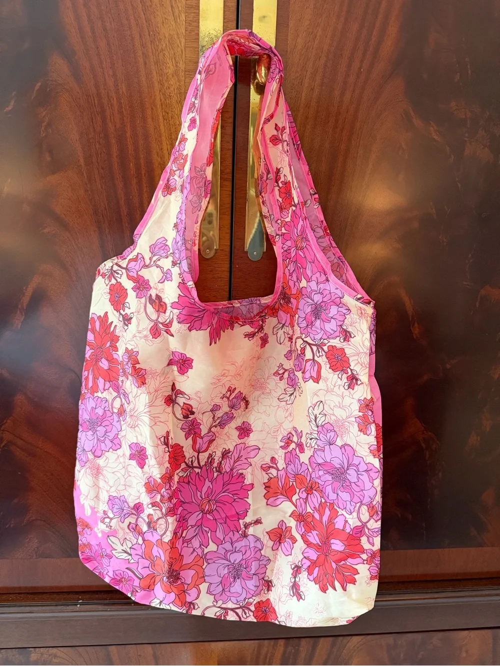 NEW Johnny Was Pink Floral Packable Reusable Tote Bag